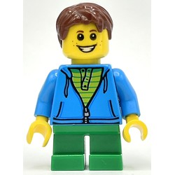 Kid, Dark Azure Torso, Green Legs, Reddish Brown Hair