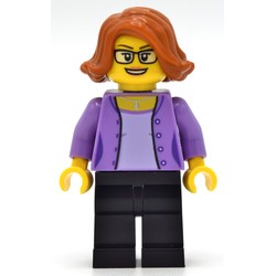 Medium Lavender Torso, Black Legs, Dark Orange Hair