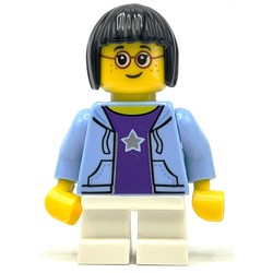 Kid, Bright Light Blue Torso, White Legs, Black Hair