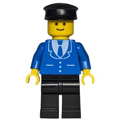 Man, Blue Jacket with Tie and Three Buttons, Black Legs, Black Hat
