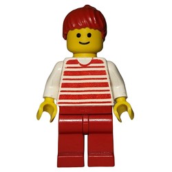 Woman, Red and White Striped Shirt, Red Legs, Red Hair