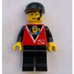 Marine Explorer, Red Shirt with Divers Logo, Black Cap, Headset