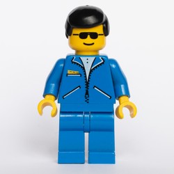 Man, Blue Jacket with Zipper, Blue Legs, Black Hair, Sunglasses