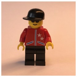 Racer, Red Jacket with 2 Stars, Black Cap, Sunglasses