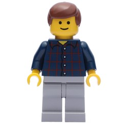 Man, Dark Blue Plaid Shirt, Light Bluish Gray Legs, Reddish Brown Hair