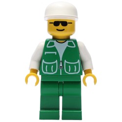 Man, Green Jacket, Green Legs, White Cap, Sunglasses