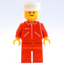 Man, Red Jacket with Zipper, Red Legs, White Hat