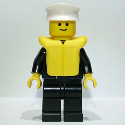 Boat Admiral, Black Suit with Gold Anchor, Yellow Life Vest