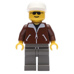 Man, Brown Jacket, Dark Gray Legs, White Cap