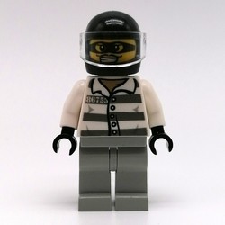 Criminal, Prison Shirt with #86753, Light Bluish Gray Legs, Black Helmet with Visor, Eyemask