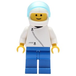 Man, White Jacket with Zipper, Blue Legs, White Helmet with Visor