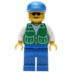 Man, Green Jacket, Blue Legs, Blue Cap, Sunglasses