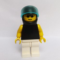 Man, Black Torso, White Legs, Black Helmet with Visor, Sunglasses