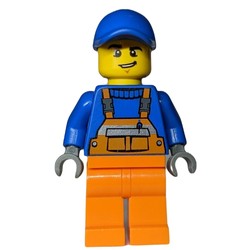 Worker - Blue Torso, Orange Overall, Blue Cap