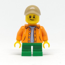 Kid, Orange Torso, Green Legs, Dark Tan Cap