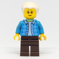 Dark Azure Torso, Dark Brown Legs, White Hair