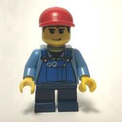 Kid - Medium Blue Torso, Dark Blue Legs, red Cap