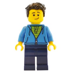 Dark Azure Torso, Dark Blue Legs, Dark Brown Hair