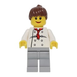 Chef, Woman, Red Neckerchief, Light Bluish Gray Legs, Reddish Brown Hair, 3626bpr0043 Head