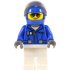 Pilot, Blue Jacket, White Legs, Blue Helmet with Visor, Sunglasses