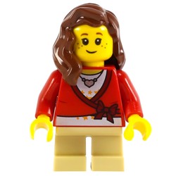 Girl, Cardigan Tied with Bow and Necklace, Tan Legs, Reddish Brown Hair
