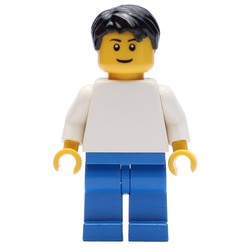 White Torso, Blue Legs, Black Hair