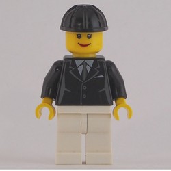 Woman, Black Jacket with Tie, White Legs, Black Hard Hat