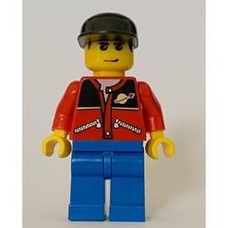 Man, Red Jacket with Classic Space Logo, Black Cap