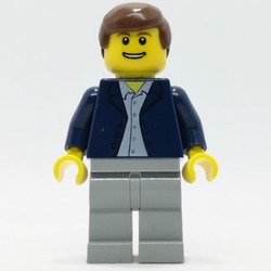 Man, Open Dark Blue Jacket, Light Bluish Gray Legs, Reddish Brown Hair