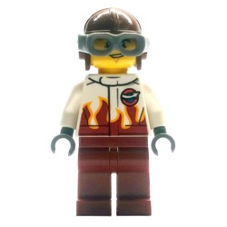 Pilot, White and Dark Red Jumpsuit, Helmet with Goggles