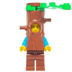 Man, Dark Tan Vest, Tree Costume with Branch