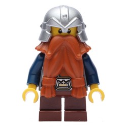 Dwarf, Dark Orange Beard, Metallic Silver Helmet