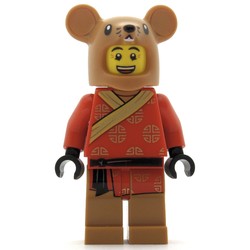 Man, Rat Costume Head, Red Robes with Black Sash Belt
