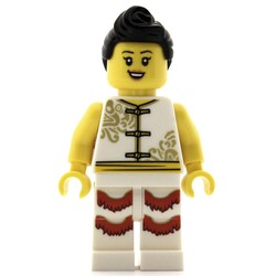Woman, White Robes with Ties, White Legs, Black Hair