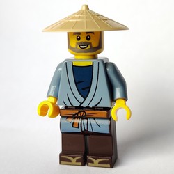 Man, Sand Blue Robe, Tan Conical Hat, Beard