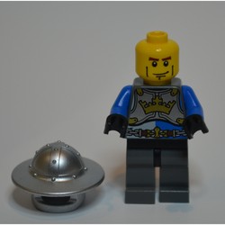 Knight, Blue, Wide Brim Helmet, Cheek Lines