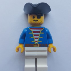 Pirate - Blue Torso, White Legs, Black Hat (3626c Head)