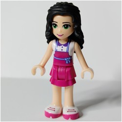 Emma - White Top, Magenta Apron, Flower