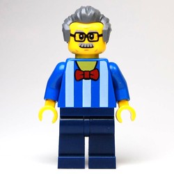 Blue Torso, Dark Blue Legs, Dark BLuish Grey Hair - With Back Print