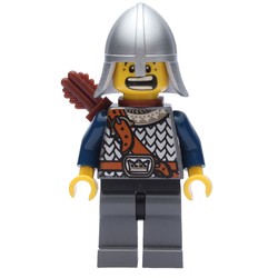 Knight, Archer with Metallic Silver Helmet, Dark Bluish Grey Legs, and Quiver