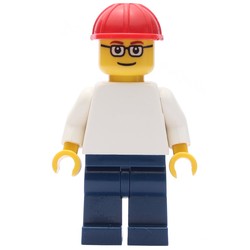 White Torso, Dark Blue Legs, Red Helmet