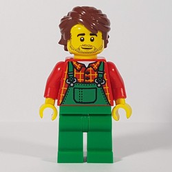 Man, Green Overalls, Reddish Brown Hair, Stubble Beard