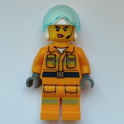 Firewoman, Bright Light Orange Firesuit, White Helmet with Visor