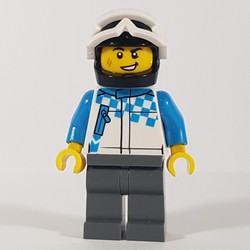 Man, Racing Jacket, Black Helmet with White Snow Goggles