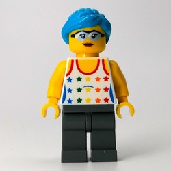 White Torso, Dark Bluish Grey Legs, Dark Azure Hair
