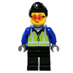 Blue Torso, Black Legs, Black Hair, Orange Sun Glasses
