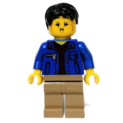 Blue Torso, Dark Tan Legs, Black Hair