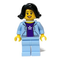 Bright Light Blue Torso and Legs, Black Hair