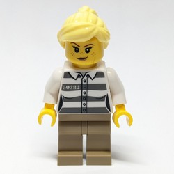 Criminal, Prison Shirt, Dark Tan Legs, Bright Light Yellow Hair