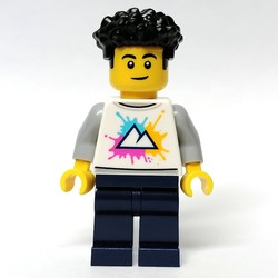 Man, White Shirt, Dark Blue Legs, Black Hair